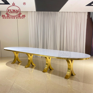 Table d'hôtel FUMAI FURNITURE, design moderne en forme d'œil, plateau en MDF, structure en métal doré, design contemporain, mobilier durable. - Product Image 5