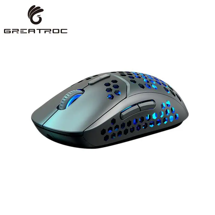 Great Roc OEM/ODM RGB Gamer computer mouse BT 2.4Ghz wireless rechargeable gaming mouse with silent click button breathing light