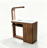 Ensemble de table à ongles de luxe avec éclairage LED, aspirateur de poussière, armoire de rangement, chaise et comptoir de réception