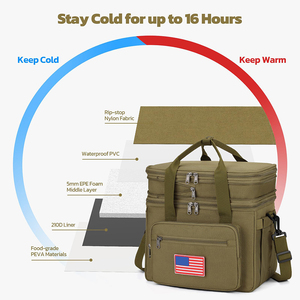 Wholesale Custom Logo Expandable Double Deck Cooler Bag 16h Thermal Retention Lightweight Insulated Lunch Box Upright Structure - Product Image 2