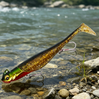 Ensemble de leurres souples vibrants type shad, coulants, 23g/37g, appâts de pêche pour brochet et black-bass, avec hameçons jig