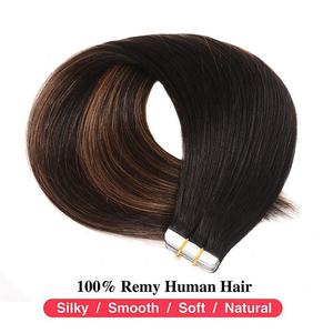 Extensions de cheveux en ruban adhésif en cheveux humains vierges russes de qualité Remy, cuticules intactes, trame invisible, Yaki, extensions de cheveux en ruban adhésif - Product Image 5