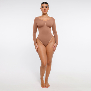 Per Hexin tuta leggera da <span class=keywords><strong>donna</strong></span> tinta unita a maniche lunghe con top modellanti traspiranti e dimagranti - Product Image 4