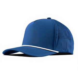 Wholesale Custom 5 Panel PVC Snapback Cap Sporty Style Logo Hand Embroidery Puff <b>Waterproof</b> Laser Cut Perforated <b>Hat</b> OEM - Product Image 1
