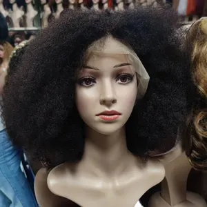 Letsfly एफ्रो घुंघराले Wigs प्राकृतिक रंग 180% घनत्व रेमी मानव बाल काले महिलाओं के लिए थोक लघु फीता विग