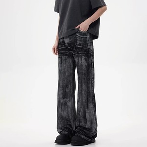 Pantalones Vaqueros de Mezclilla Encerados Estilo Americano 2025, Corte Bootcut, Lavados, Desgastados, de Pierna Recta, Ajuste Limpio, Ligeros, Tejidos, para Verano - Product Image 1