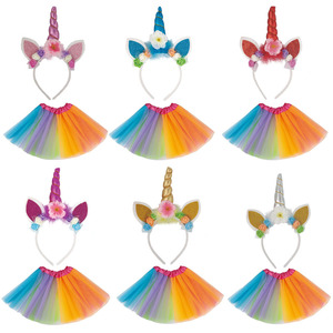 Nouvelle Collection 2026 : Accessoires de Fête d'Halloween pour Enfants en Gros – Robe Tutu Arc-en-ciel avec Bandeau Licorne - Product Image 4
