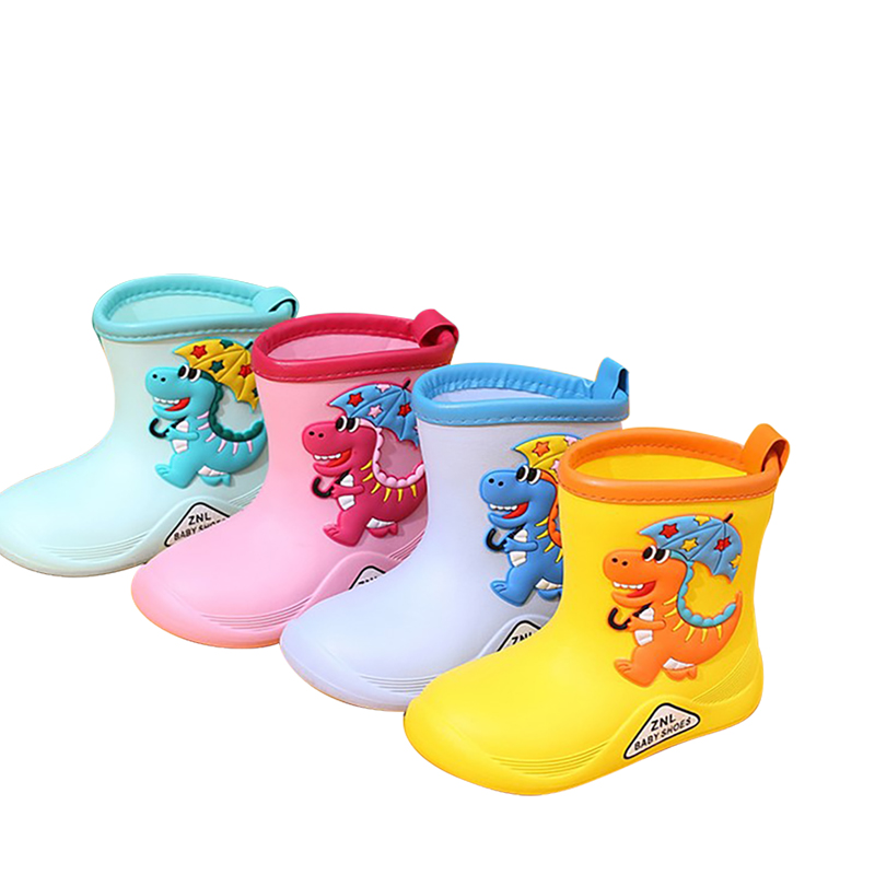 Детские резиновые сапоги унисекс, резиновые сапоги с динозавром, детская нескользящая Мягкая Обувь для воды, Мультяшные сапоги для дождя детского сада
