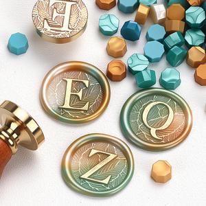 Têtes de tampons en laiton à motif de feuilles, alphabet 26 lettres, pour sceau de cire, décoration, tampon standard - Product Image 3
