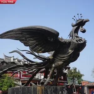 Outdoor Garden Large Decorative Lifesize Bronze Phoenix Statue