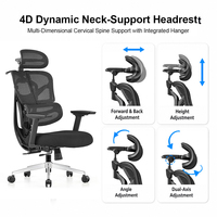 Chaise de bureau ergonomique à dossier haut en maille réglable avec repose-pieds, appui-tête 4D, accoudoirs 3D et soutien lombaire pour atelier de luxe