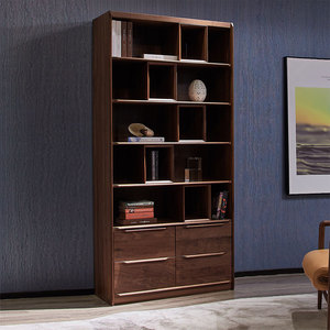 Libreria in Legno Massello Ecologico di Noce Nero Nordamericano, Design Moderno e Minimalista per Casa, Ufficio e Soggiorno - Product Image 2