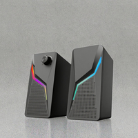 Speaker komputer portabel, kabinet plastik untuk Gaming, speaker komputer Desktop bercahaya RGB berkabel USB 2.0