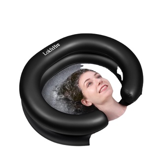 Bassin de lavage de cheveux gonflable portable en PVC, bac à shampoing pour personnes âgées, alitées, femmes enceintes, patients, noir et blanc - Product Image 5