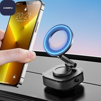 Dudukan Mobil Magnetik MagSafe Vakum Elektrik N52, Penyangga Magnetik Putar 360 Derajat, Lengan Aluminium, Lampu LED, Dudukan Dasbor Logam untuk iPhone Samsung