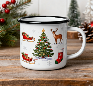 Cổ điển Retro Cây giáng sinh men cốc Xmas Đèn in nhà kỳ nghỉ trang trí nội thất cắm trại <span class=keywords><strong>drinkware</strong></span> - Product Image 2