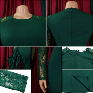 Vestidos Casuales Elegantes de Oficina para Mujer, Estilo Africano, Manga de Encaje, Corte Regular, Tejido Sólido de Verano - Product Image 5