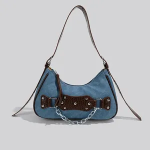 New luxury denim underarm bag from Europe and America, high-quality and fashionable 2023 shoulder bag
