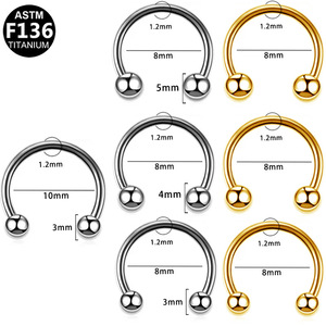 Titanium Horseshoe <b>Ring</b> F136 16G For Nose <b>Lip</b> Ear Cartilage Piercing Jewelry Unisex Body Jewelry - Product Image 5