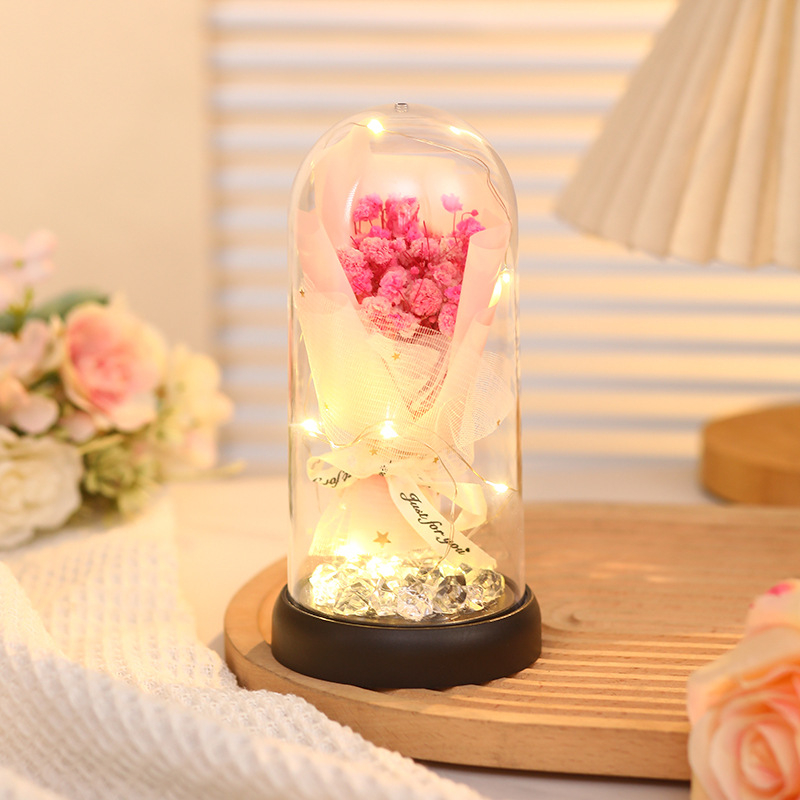 Dried pink baby's breath + pink box