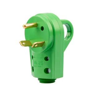30 Amp Male Replacement Plug for RV NEMA TT-30P 125 Volt Disconnect Handle 30a RV Cord End ETL Listed Green