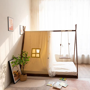 Solid <b>Pine</b> Wood Foldable Montessori Bunk <b>Bed</b> Frame for Kids for Modern Bedroom Living Room Farmhouse - Product Image 1