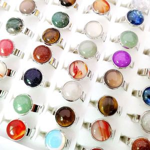 Bague en pierres multicolores pour hommes et femmes, personnalisable, avec pierres précieuses naturelles géométriques colorées - Product Image 3