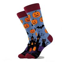 Chaussettes en coton tendance à thème Halloween, motif toile d'araignée, crâne, chauve-souris, nouveauté mi-mollet, chaussettes de costume festif pour hommes