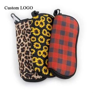 Wholesale Black Print Neoprene Glasses Case Eyeglasses Soft Sunglasses Pouch Bag With Belt Clip - Product Image 1
