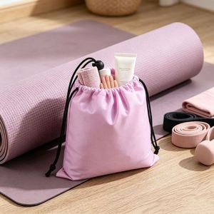 210D Polyester Nylon <b>Drawstring</b> <b>Backpack</b> Outdoor Portable Cord Lock Closure Sack Bag for Shoes Laundry Travel - Product Image 3