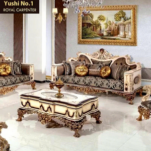Canapé de style européen en bois baroque italien antique doré royal, feuille d'or personnalisée, meubles pour toute la maison - Product Image 1