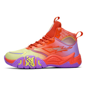 Baskets de basketball montantes pour jeunes, couleur dégradée, tige en maille, semelle extérieure en caoutchouc antidérapante, amortissantes, chaussures de sport et d'entraînement - Product Image 1