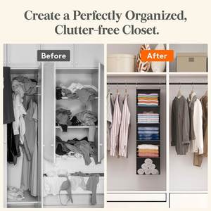 5-Tier Non-Woven Hanging Closet Organizer Foldable Storage <b>Shelf</b> with 2 Sturdy Metal <b>Hooks</b> for Wardrobe Bedroom Dorm - Product Image 5