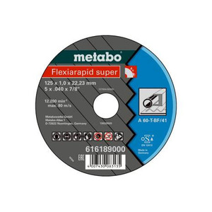 ใบตัดเหล็ก Metabo Flexiarapid Super ขนาด 125 x 1 x 22.23 มม. สำหรับเหล็ก A 60 T Bf 41 - Product Image 1