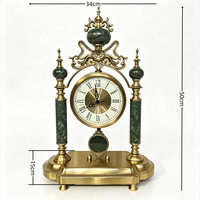 Horloge de table en marbre vert de luxe, décoration dorée rétro, horloge de bureau pour la maison, le salon, la chambre à coucher, le bureau