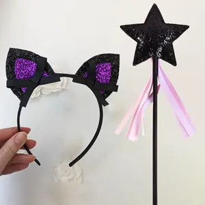 Hot Sell New Cat Ear Sequin Headband And Star Wand Stick Halloween Party Cat Ear Sequin Hairband For Children