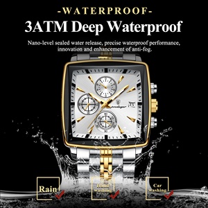 Montre pour homme de haute qualité, résistante à l'eau, carrée, multifonctionnelle, avec chronomètre, nouvelle montre à quartz, unisexe, bracelet en acier inoxydable - Product Image 3