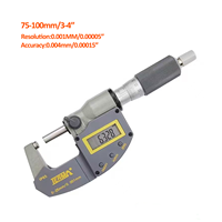 Micrómetro Exterior Digital IP65 de Metal Plateado, Rango de Medición 0-25mm, 25-50mm, 50-75mm, 75-100mm, 100-125mm