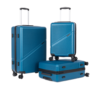 Ensemble de bagages de luxe en ABS bleu menthe de 3 pièces Nouveau design de mode Valise de cabine à 4 roues légère à roulettes pour aéroport