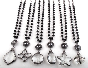 Trang Sức Thời Trang Phụ Nữ Pha Lê Đen Chuỗi Hạt Mân Côi Hàn Mặt Dây Chuyền Hình Ngôi Sao - Product Image 3