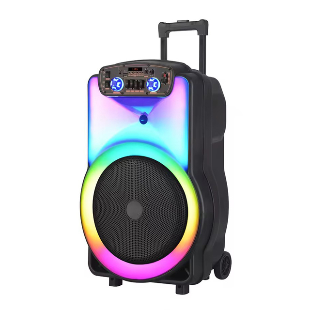 Audio Portable Lamp 12" Trolley Speaker Outdoor Wireless Mic Subwoofer Bass RGB Colorful Light BT Multifunction Plastic 3000mAh