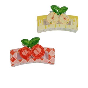 Horquillas para el pelo con letras <span class=keywords><strong>Brooklyn</strong></span>, de resina, con estampado de fruta del dragón, flor hueca, garra de tiburón, pomelo creativo y bonitos accesorios para el pelo - Product Image 5