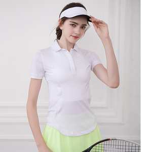 Camisetas Polo de Manga Corta a Rayas para Mujer, Transpirables, de Secado Rápido, Ligeras, de Spandex/Poliéster, Asimétricas, para Gimnasio y Actividades al Aire Libre, Venta al Por Mayor - Product Image 2