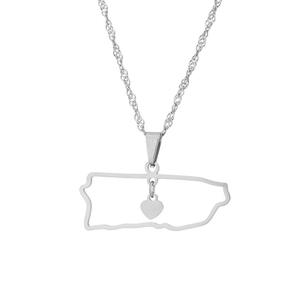 Mylove toptan porto riko takı kolye Charm paslanmaz çelik harita kalp porto riko kolye hediyelik eşya hediye - Product Image 6