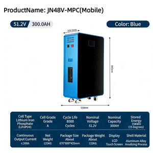 Batería de Litio LiFePO4 de 51.2V 300AH 15kWh para Almacenamiento de Energía Solar Fotovoltaica para el Hogar, con Pantalla Táctil y Ruedas Móviles, Fabricada en Guangdong, China - Product Image 4