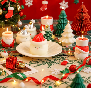 Bougie artisanale en cire de soja OEM, art moderne, petite décoration de Noël en forme de bonhomme de neige, parfumée à la rose, coffret cadeau, décoration d'intérieur - Product Image 3
