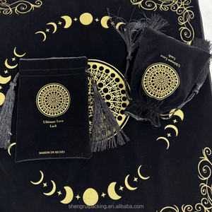 Tapete de Tarot de terciopelo negro clásico para <span class=keywords><strong>lectura</strong></span> de cartas, brujería y bolsa de almacenamiento de terciopelo para cartas de Tarot, <span class=keywords><strong>runas</strong></span>, juegos de dados - Product Image 3