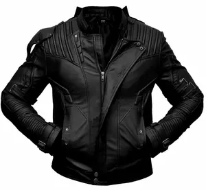 factory Guardians Of Galaxy Star Lord Chris Pratt Biker Cafe Racer Men's Leather Jacket