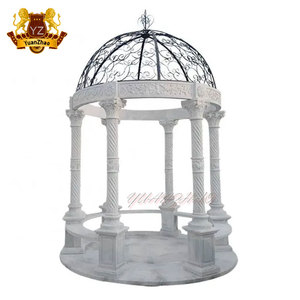 Gazebo rond en marbre élégant de décoration de jardin extérieur de luxe avec toit en fer pavillon bois pierre cadre pergola arc tonnelle vente - Product Image 6