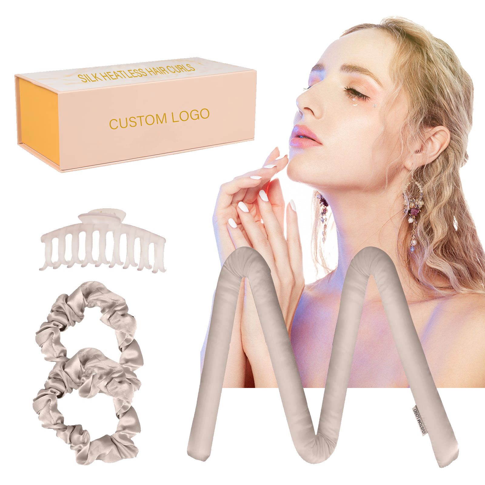 Плойка для завивки без нагрева, повязка на голову, портативные бигуди без тепла, бигуди, 100% шелк тутового шелкопряда, бигуди без тепла для длинных волос